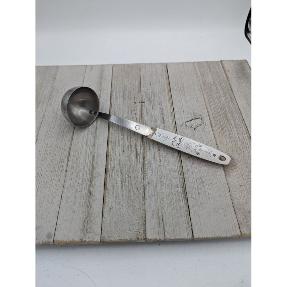 Vintage FLINT Arrowhead Stainless Steel Soup Ladle Spoon 9 1/2" Wheat handle #2